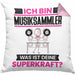 Musiksammler Kissen mit Füllung 40x40 Geschenk für Musiksammler Geburtstag Lustiger Spruch Was Ist Deine Superkraft (Grau) Rosa Trendation