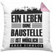 Lustige Kissen mit Füllung 40x40 Bauarbeiter Baustellenliebhaber Geschenkidee Baustelle (Grau) Rosa Trendation