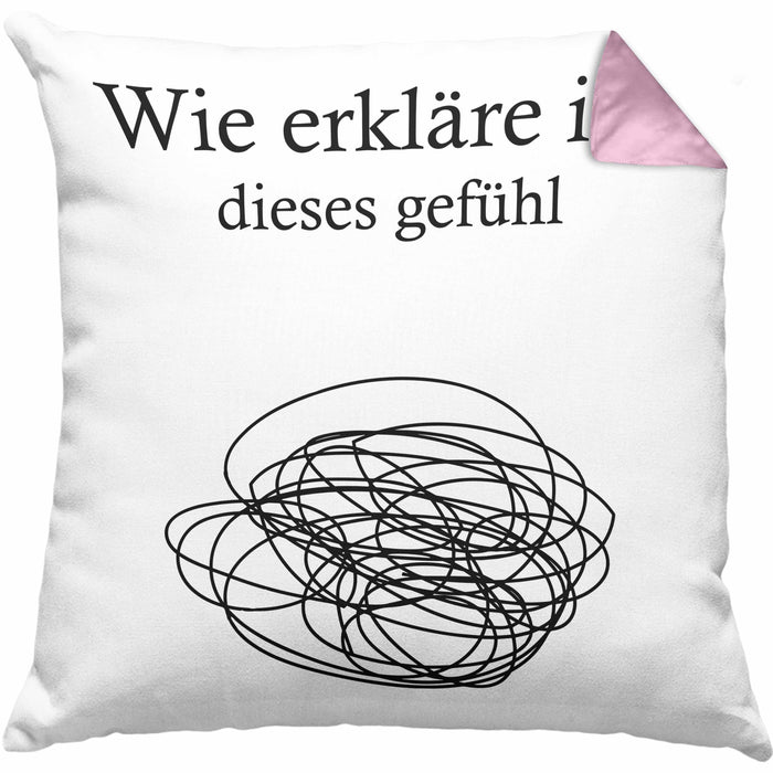 Psychologie Kissen mit Füllung 40x40 Geschenk Psycho Geschenkidee Wie Erkläre Ich Dieses Gefühl Spruch Psychologie-Student (Grau) Rosa Trendation