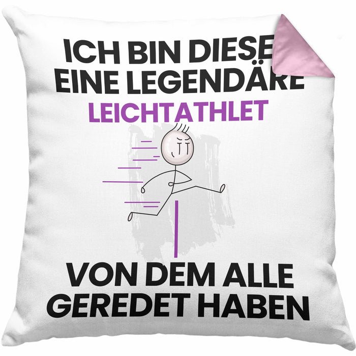 Leichtathlet Geschenk Kissen mit Füllung 40x40 Lustige Geschenkidee Geburtstag für Leichtathlet Ich Bin Dieser Legendäre Leichtathlet Von Dem Alle Geredet Haben (Grau) Rosa Trendation