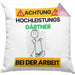 Gärtner Kissen mit Füllung 40x40 Geschenk Lustiger Spruch Geschenkidee für Gärtner Achtung Hochleistungs Gärtner Bei Der Arbeit (Grau) Rosa Trendation