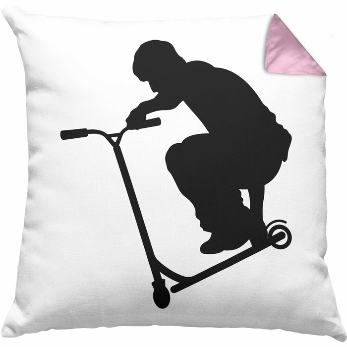 Scooter Roller Fahrer Geschenk Kissen mit Füllung 40x40 Scooterfahrer Geschenkidee Scooting Geschenkidee Jungs Profi Scooterfahrer Stunt (Grau) Rosa Trendation