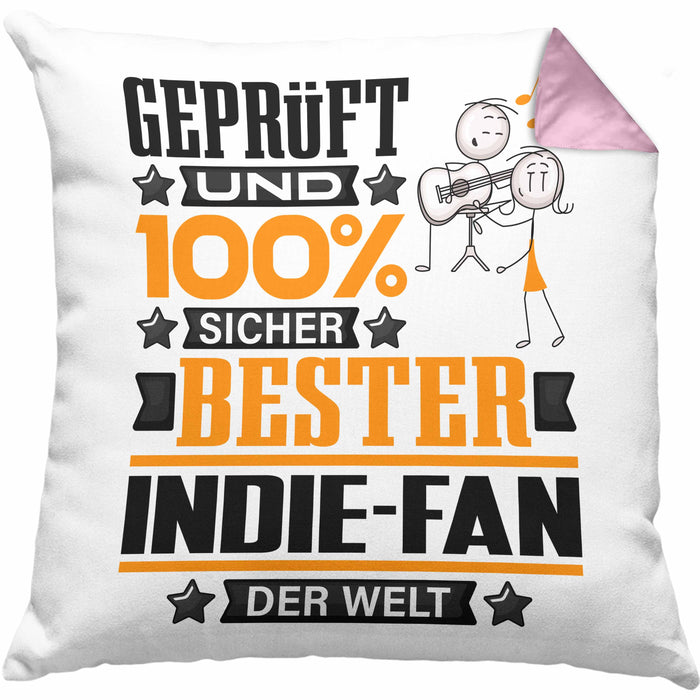 Indie-Fan Geschenk Lustiger Spruch für Indie-Fan Geschenkidee Bester Indie-Fan Der WeltKissen mit Füllung 40x40 (Grau) Rosa Trendation