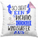 Windsurfer Kissen mit Füllung 40x40 Geschenk So Sieht Ein Richtig Cooler Windsurfer Aus Geschenkidee Spruch Lustig (Grau) Rosa Trendation