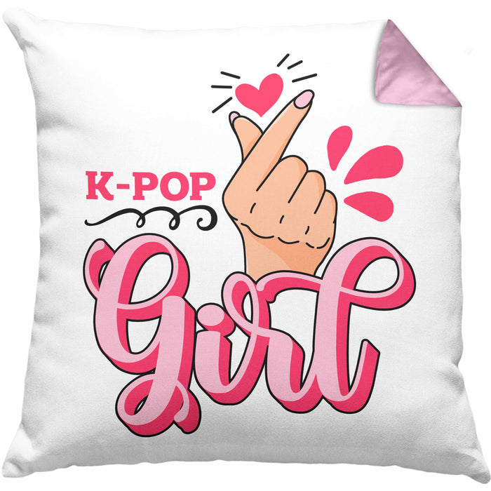 K-Pop Girl Kissen mit Füllung 40x40 Geschenkidee für K-Pop Fans Asiatische Musik (Grau) Rosa Trendation