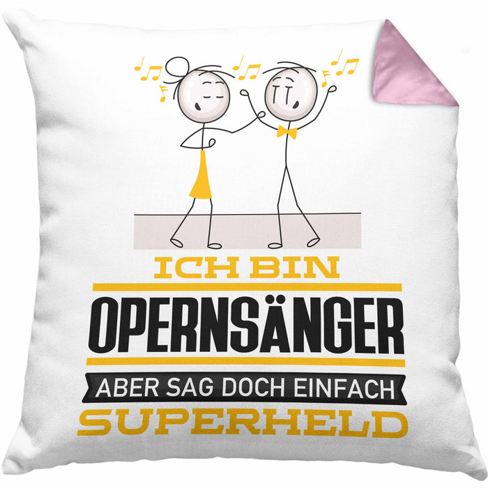 Opernsänger Geschenk Kissen mit Füllung 40x40 Ich Bin Opernsänger Aber Sag Doch Einfach Superheld Lustige Geschenkdiee für Opernsänger (Grau) Rosa Trendation
