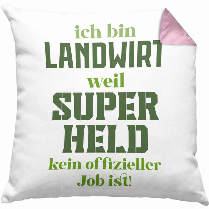 Landwirt Geschenk Kissen mit Füllung 40x40 Landwirtschaft Geschenke für Männer Traktor Spruch Superheld (Grau) Rosa Trendation