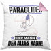 Paraglider Kissen mit Füllung 40x40 Geschenk für Paraglider Der Mann Der Alles Kann Geschenkidee zum Geburtstag (Grau) Rosa Trendation
