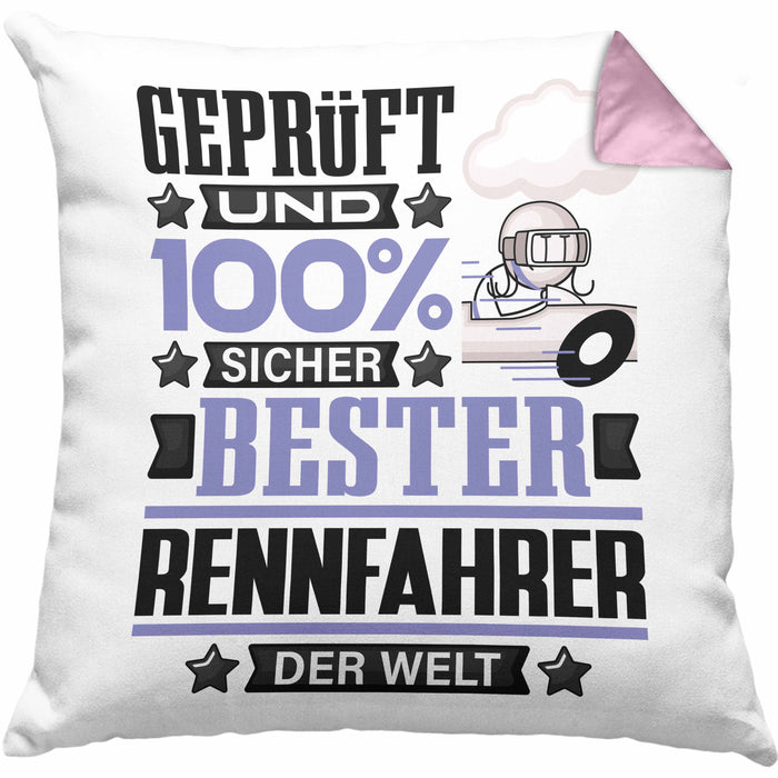 Rennfahrer Geschenk Lustiger Spruch für Rennfahrer Geschenkidee Bester Rennfahrer Der WeltKissen mit Füllung 40x40 (Grau) Rosa Trendation