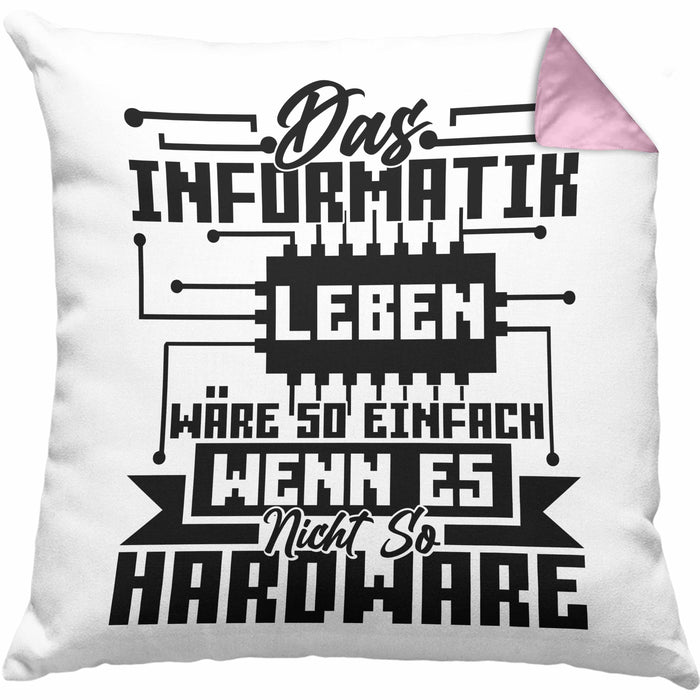 Informatiker Geschenk Kissen mit Füllung 40x40 Programmierer Coder Hardware Informatik IT (Grau) Rosa Trendation