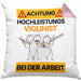 Violinist Kissen mit Füllung 40x40 Geschenk Lustiger Spruch Geschenkidee für Violinist Achtung Hochleistungs Violinist Bei Der Arbeit (Grau) Rosa Trendation