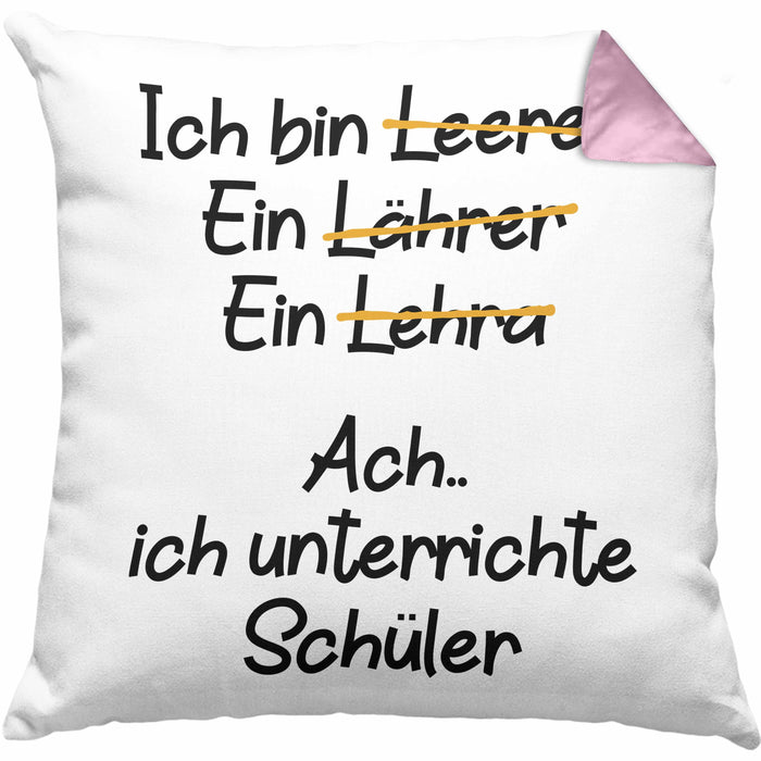 Lehrer Kissen mit Füllung 40x40 Geschenk mit Spruch Lehrer Geschenkidee Lustig Sprüche (Grau) Rosa Trendation