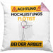Flötist Kissen mit Füllung 40x40 Geschenk Lustiger Spruch Geschenkidee für Flötist Achtung Hochleistungs Flötist Bei Der Arbeit (Grau) Rosa Trendation