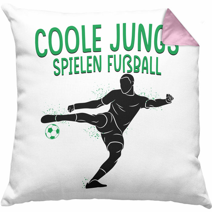 Fußballspieler Kissen mit Füllung 40x40 Geschenk Coole Jungs Spielen Fußball Geschenkidee Jungen (Grau) Rosa Trendation