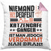 Katzencafégänger Geschenk Kissen mit Füllung 40x40 Lustige Geschenkidee für Katzencafégänger Geburtstag Niemand Ist Perfekt Aber Als Katzencafégänger Ist Man Nah Dran (Grau) Rosa Trendation