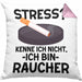 Raucher Geschenk Kissen mit Füllung 40x40 Spruch Stress? Kenne Ich Nicht Ich Bin Raucher Geschenkidee Zigaretten (Grau) Rosa Trendation
