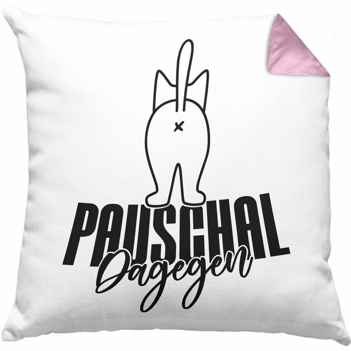 Katzen Kissen mit Füllung 40x40 Pauschal Dagegen Katze Katzenliebhaber Kater Geschenk Miau Katzenbesitzerin Geschenkidee Humor (Grau) Rosa Trendation