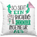 Ingenieur Kissen mit Füllung 40x40 Geschenk So Sieht Ein RIchtig Cooler Ingenieur Aus Geschenkidee Lustiger Spruch Geburtstag (Grau) Rosa Trendation