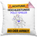 Polo-Spieler Kissen mit Füllung 40x40 Geschenk Lustiger Spruch Geschenkidee für Polo-Spieler Achtung Hochleistungs Polo-Spieler Bei Der Arbeit (Grau) Rosa Trendation