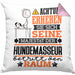 Hundemasseur Geschenk Kissen mit Füllung 40x40 Lustiger Spruch Erheben Sie Sich Der Hundemasseur Betritt den Raum (Grau) Rosa Trendation