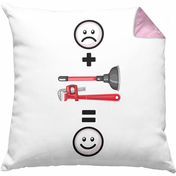 Klempner Kissen mit Füllung 40x40 Geschenk für Klepmner :( + Klostopfen = :) Lustige Geschenkidee Geburtstag (Grau) Rosa Trendation