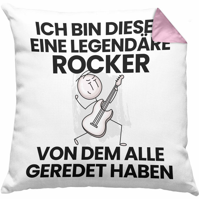 Rocker Geschenk Kissen mit Füllung 40x40 Lustige Geschenkidee Geburtstag für Rocker Ich Bin Dieser Legendäre Rocker Von Dem Alle Geredet Haben (Grau) Rosa Trendation