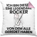 Rocker Geschenk Kissen mit Füllung 40x40 Lustige Geschenkidee Geburtstag für Rocker Ich Bin Dieser Legendäre Rocker Von Dem Alle Geredet Haben (Grau) Rosa Trendation