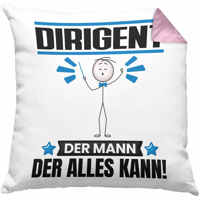 Dirigent Kissen mit Füllung 40x40 Geschenk für Dirigent Der Mann Der Alles Kann Geschenkidee zum Geburtstag (Grau) Rosa Trendation