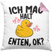 Enten-Liebhaber Geschenk Kissen mit Füllung 40x40 Ich Mag Halt Enten Ok Häferl (Grau) Rosa Trendation