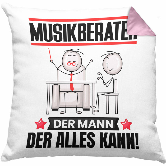 Musikberater Kissen mit Füllung 40x40 Geschenk für Musikberater Der Mann Der Alles Kann Geschenkidee zum Geburtstag (Grau) Rosa Trendation