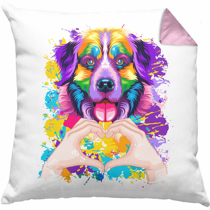 Berner Sennen Besitzer Farbe Love Kissen mit Füllung 40x40 Geschenk Lustiger Spruch Geschenkidee Berner Sennen Besitzerin (Grau) Rosa Trendation
