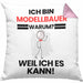 Modelbauer Geschenk Kissen mit Füllung 40x40 Lustiger Spruch Ich Bin Modelbauer Warum Weil Ich Es Kann Geschenkidee Bester Modelbauer Geburtstag (Grau) Rosa Trendation