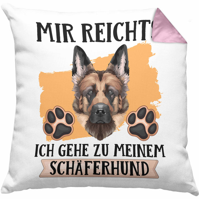 Schäferhund Besitzer Kissen mit Füllung 40x40 Geschenk Lustiger Spruch Geschenkidee Mir Reichts Ich Geh Zu Meinem Schäferhund (Grau) Rosa Trendation