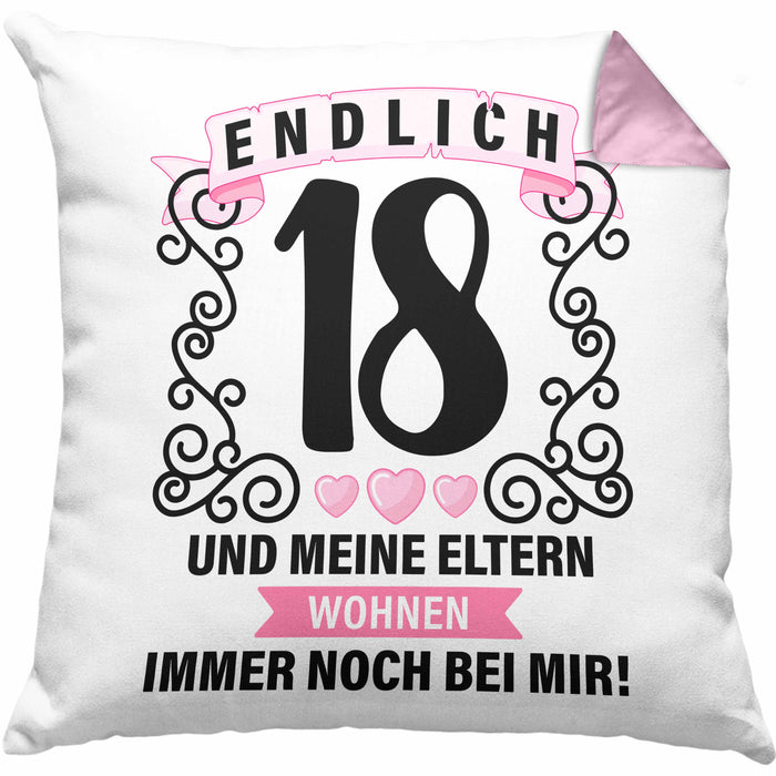 18er Geburtstag Kissen mit Füllung 40x40 Geschenk Mädchen Jungen Geschenkidee Lustig Spruch 18 Geschenke Geschenkideen zum 18 Bday 18. (Grau) Rosa Trendation