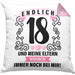 18er Geburtstag Kissen mit Füllung 40x40 Geschenk Mädchen Jungen Geschenkidee Lustig Spruch 18 Geschenke Geschenkideen zum 18 Bday 18. (Grau) Rosa Trendation