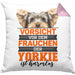 Yorkie-Besitzer Geschenk Kissen mit Füllung 40x40 Hund Yorkie Liebhaber Geschenkidee Vorsicht Vor Dem Frauchen Der Yorkie Ist Harmlos (Grau) Rosa Trendation