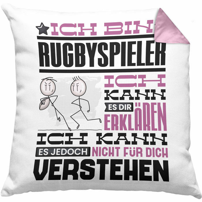 Rugbyspieler Geschenk Kaffee-Kissen mit Füllung 40x40 Geschenkidee für Rugbyspieler Ich Bin Rugbyspieler Ich Kann Es Dir Erklären Jedoch Nicht Für Dich Verstehen Spruch Lustig (Grau) Rosa Trendation