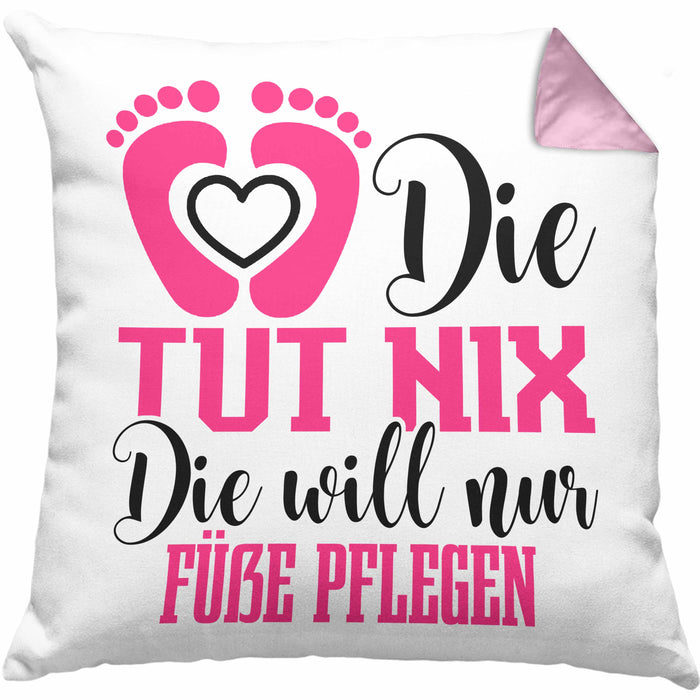 Lustige Kissen mit Füllung 40x40 für Fußpflegerinnen Geschenk für Fußpflege (Grau) Rosa Trendation