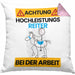 Reiter Kissen mit Füllung 40x40 Geschenk Lustiger Spruch Geschenkidee für Reiter Achtung Hochleistungs Reiter Bei Der Arbeit (Grau) Rosa Trendation