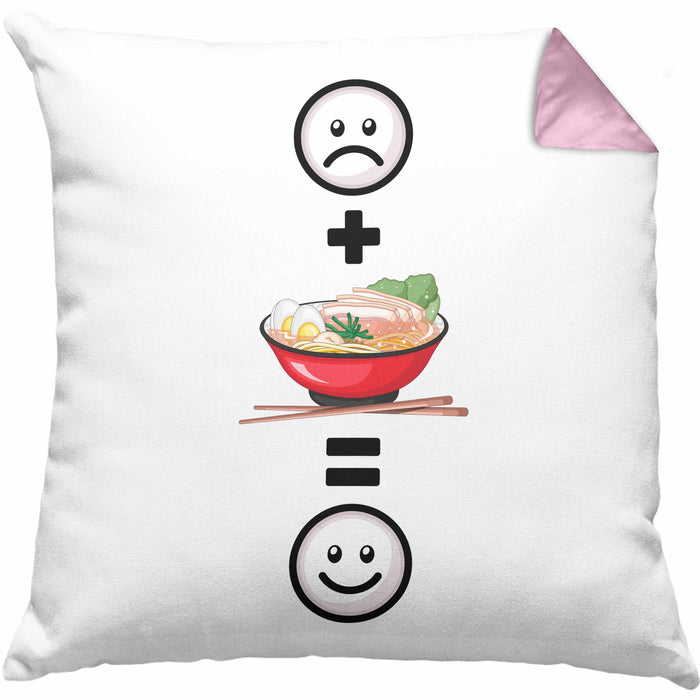 Ramen Kissen mit Füllung 40x40 Geschenk für Ramen Liebhaber Asiatisch :( + Ramen = :) Lustige Geschenkidee Geburtstag (Grau) Rosa Trendation