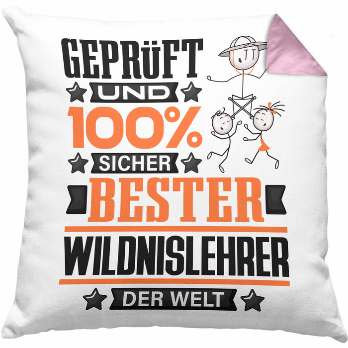 Wildnislehrer Geschenk Lustiger Spruch für Wildnislehrer Geschenkidee Bester Wildnislehrer Der WeltKissen mit Füllung 40x40 (Grau) Rosa Trendation