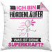 Hürdenläufer Kissen mit Füllung 40x40 Geschenk für Hürdenläufer Geburtstag Lustiger Spruch Was Ist Deine Superkraft (Grau) Rosa Trendation