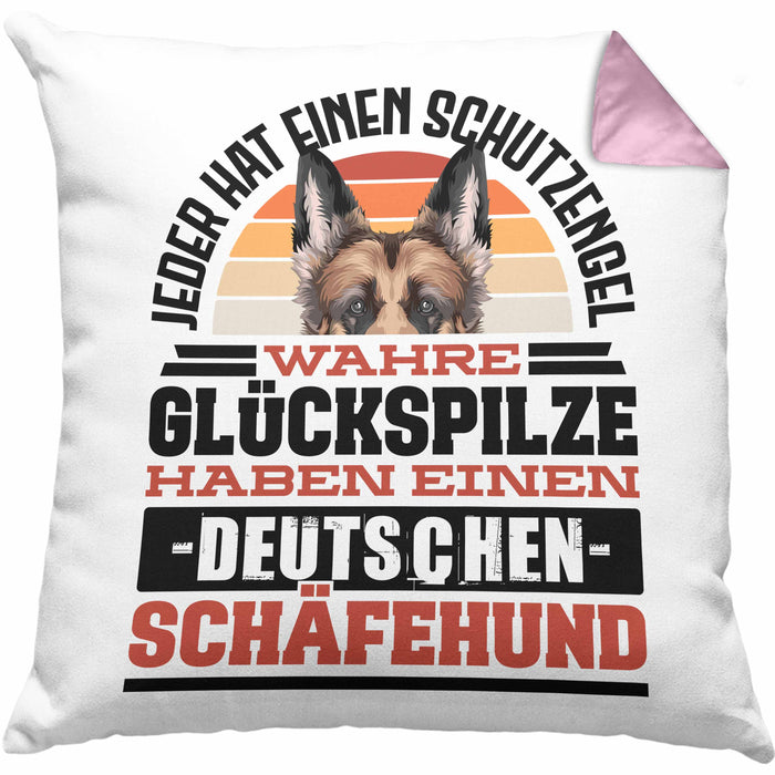 Deutscher Schäferhund Kissen mit Füllung 40x40 Geschenkidee Schäferhund Besitzer Schutzengel (Grau) Rosa Trendation