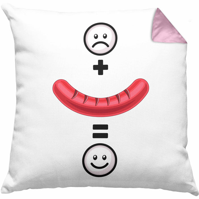 Wurst Kissen mit Füllung 40x40 Geschenk für Griller Wurst :( + Wurst = :) Lustige Geschenkidee Geburtstag (Grau) Rosa Trendation