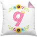 9. Geburtstag Mädchen Kissen mit Füllung 40x40 Geschenk zum Neunten Geburtsagsparty Grafik Krone 9 Jahre Alt (Grau) Rosa Trendation