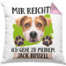 Jack Russel Besitzer Kissen mit Füllung 40x40 Geschenk Lustiger Spruch Geschenkidee Mir Reichts Ich Geh Zu Meinem Jack Russel (Grau) Rosa Trendation