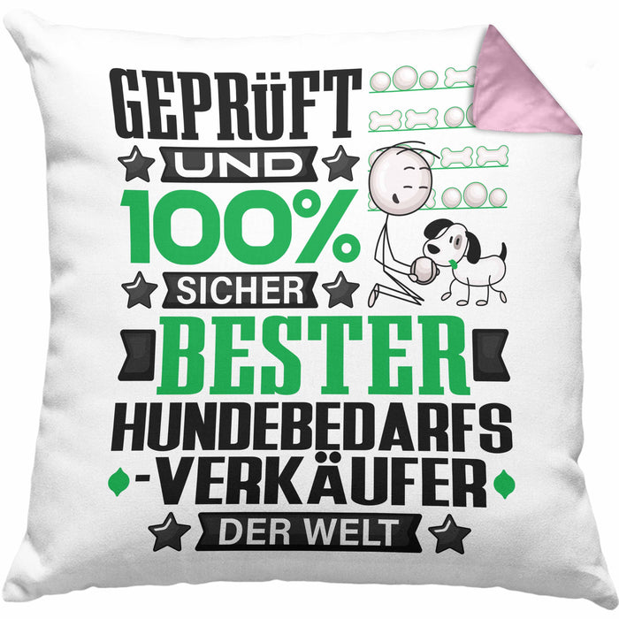 Hundebedarfsverkäufer Geschenk Lustiger Spruch für Hundebedarfsverkäufer Geschenkidee Bester Hundebedarfsverkäufer Der WeltKissen mit Füllung 40x40 (Grau) Rosa Trendation