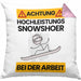 Snowshoer Kissen mit Füllung 40x40 Geschenk Lustiger Spruch Geschenkidee für Snowshoer Achtung Hochleistungs Snowshoer Bei Der Arbeit (Grau) Rosa Trendation