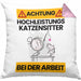 Katzensitter Kissen mit Füllung 40x40 Geschenk Lustiger Spruch Geschenkidee für Katzensitter Achtung Hochleistungs Katzensitter Bei Der Arbeit (Grau) Rosa Trendation