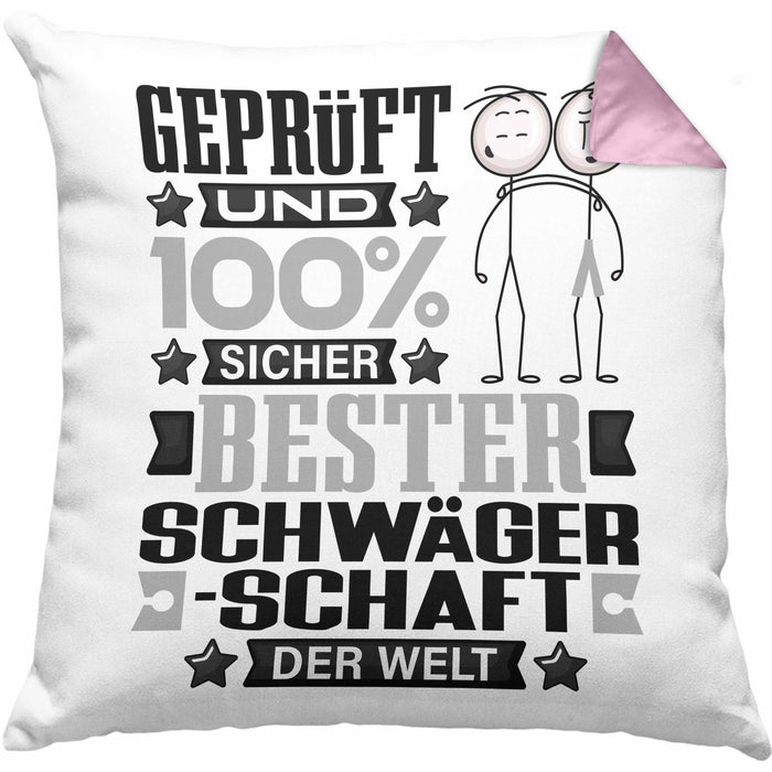 Schwägerschaft Geschenk Lustiger Spruch für Schwägerschaft Geschenkidee Bester Schwägerschaft Der WeltKissen mit Füllung 40x40 (Grau) Rosa Trendation